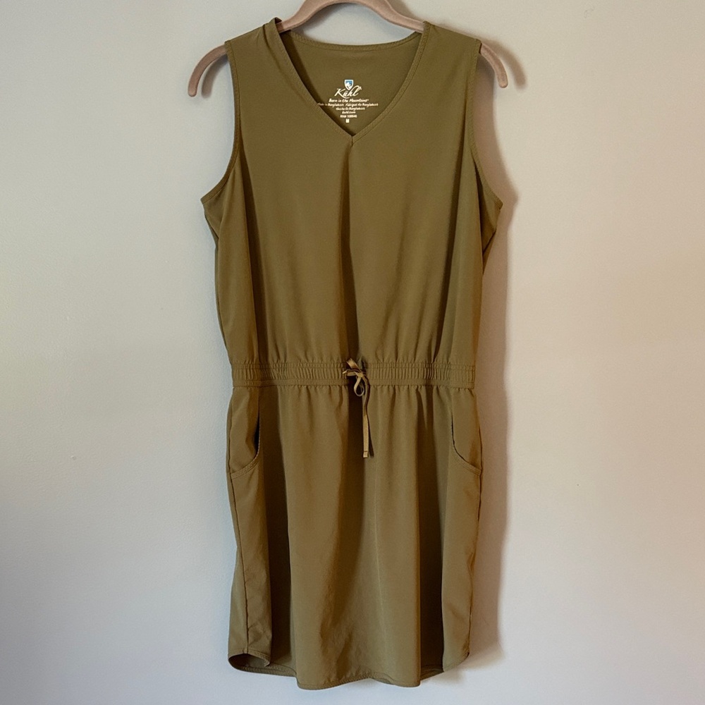 Kuhl Olive Sleeveless V-Neck Drawstring Dress Size Medium Like New
